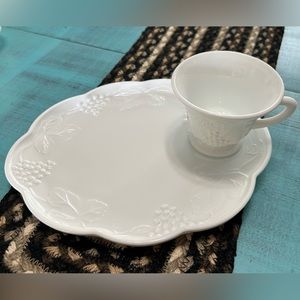 Vintage Indiana white Glass Snack Set - home decor